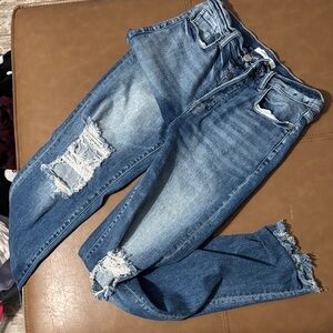 Stylish Blue Distressed Women's Jeans